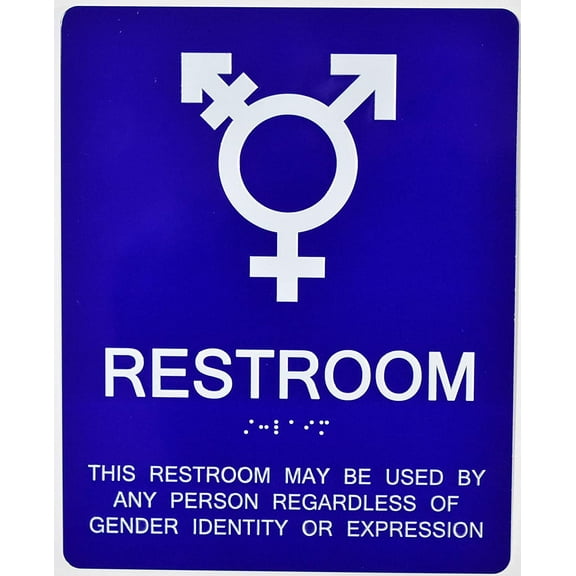 Gender Neutral Symbols Restroom Wall Sign (Aluminium, Blue 8x10)(ref-2022-4)