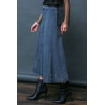 thumbnail image 2 of Flying Tomato Women's Juniors Denim A-line Midi Jean Skirt (Dark Denim, Large), 2 of 5