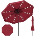 thumbnail image 1 of Gymax 9 FT Solar LED Outdoor Umbrella Push-Button Tilt & Crank 24 LED Lights & 8 Ribs Red, 1 of 9