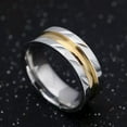 thumbnail image 2 of 8mm Silver&Gold Groove Band Men's Titanium Steel Fashion Jewelry Ring Size 7-13, 2 of 8