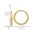 thumbnail image 4 of Auriga 14k Yellow Gold 1.25mm Endless Hoop Earrings for Women(L- 14mm, W- 14mm), 4 of 6
