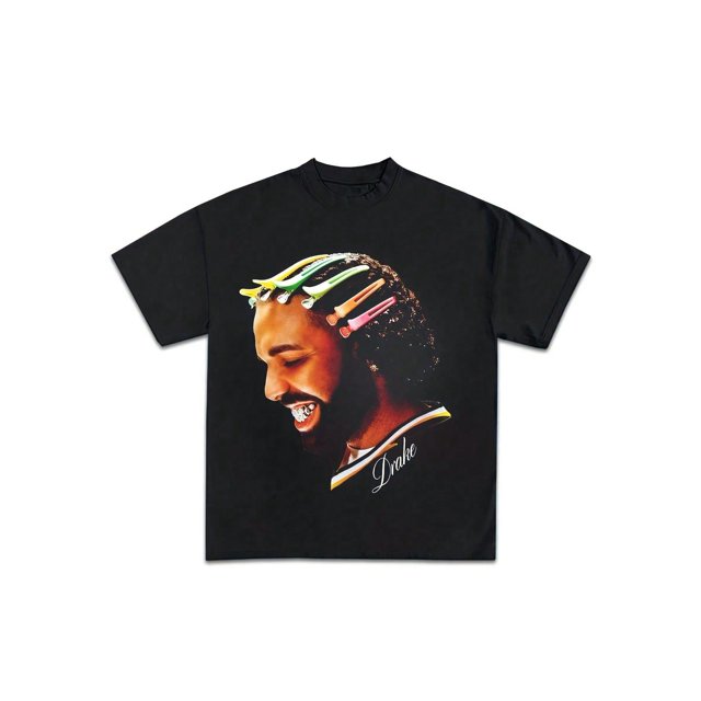 Rap Singer - Drake Pirate Graphic T-Shirt Design Instant Download DPI High-Resolution Print Black Casual Short Sleeve Round Neck Tee For Adults Machine Washable All-Season Comfort T-Shirt