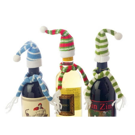 Liquor Bottle Toppers, Hat Scarf Decorative Bundled Mini Champagne Bottle