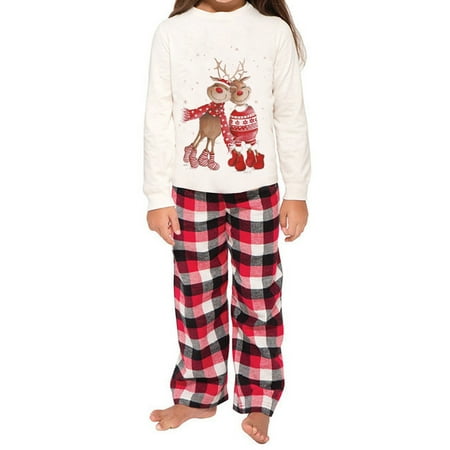 

LisenraIn Family Christmas Matching Sets Elk Plaid Clothes Xmas Sleepwear