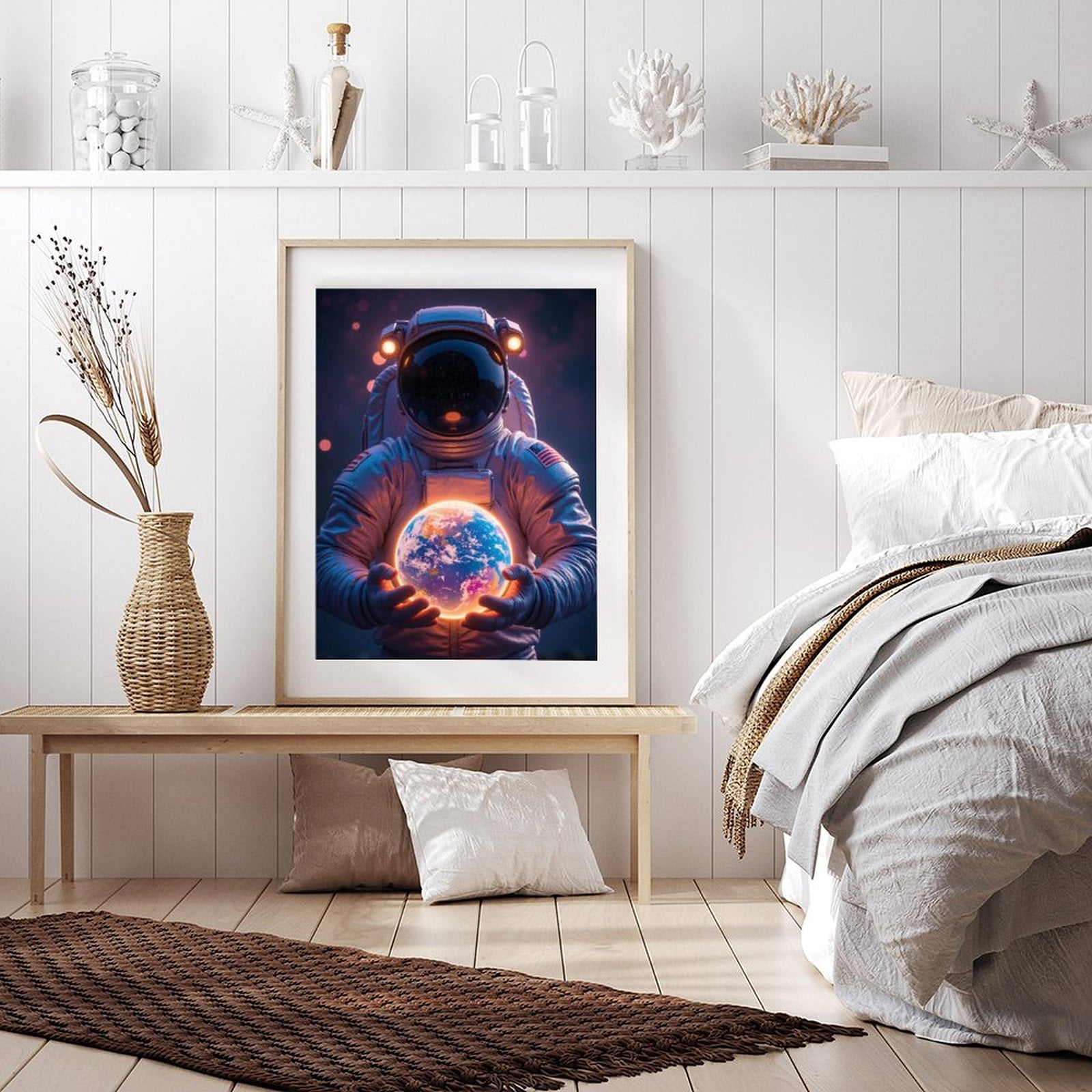 Diamond Art Kits for Adults - 5d Astronaut Holding Glowing Earth Diamond Painting for Adults, Diamond Art for Adults Beginners, Diamond Painting Kits for Adults for Home Wall Decor