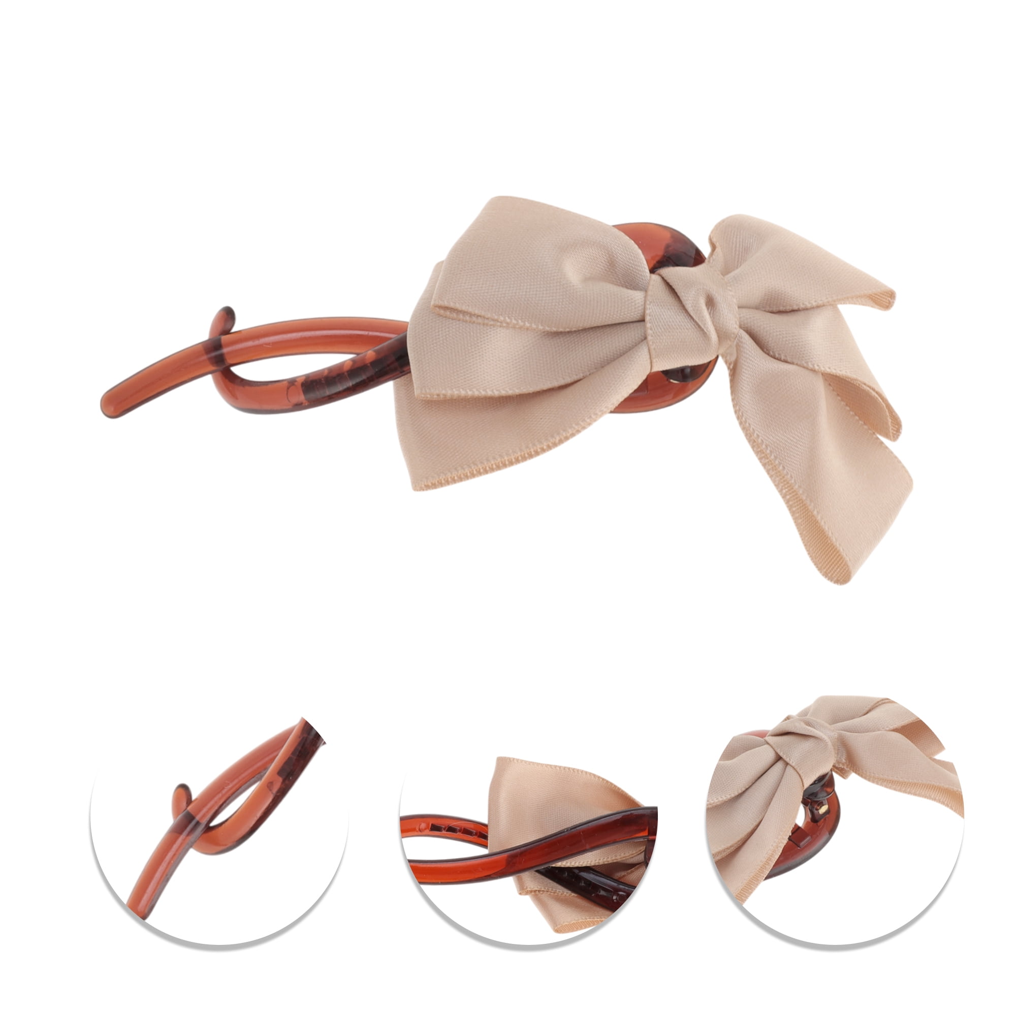 Unique Bargains Women's Fashionable Bow Design Hair Clips Brown Black Beige 3 Pcs