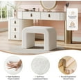 thumbnail image 6 of Modern Vanity Stool, Upholstered Ottoman, Arched Footstool, Sofa Footrest, Fully Assembled, White, 6 of 7