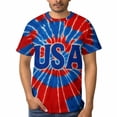 thumbnail image 4 of LAOLIUSN USA Patriotic Tie Dye T-Shirt, Red White Blue 4th of July Graphic Tee, Short Sleeve Crew Neck Shirt, S-4XL, 4 of 7