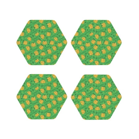 

Vsdgher Pumpkin Leaves Leather Coasters for Drinks Durable Drink Coasters 4 Set for Tabletop Protection Luxurious Home Décor and Housewarming Gift-Hexagon