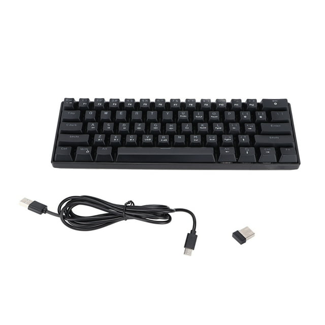 HXSJ Teclado para Juegos 61 Teclas RGB retroiluminado portátil Tres Modos Teclado mecánico ergonómico inalámbrico para Oficina en casa Negro