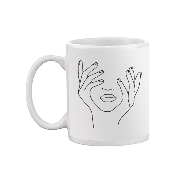 Girl Face With Hands Mug - Image by Shutterstock,