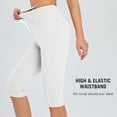 thumbnail image 6 of BALEAF Capri Leggings for Women with Pockets Knee Length Capris Pants Tummy Control Yoga Workout Exercise Casual White XS, 6 of 7