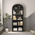 thumbnail image 4 of 5-Tier Arched Bookcase 71.7" Tall Farmhouse Wooden Bookshelf Display Storage Bookshelves for Living Room, Office, Bedroom, 4 of 10