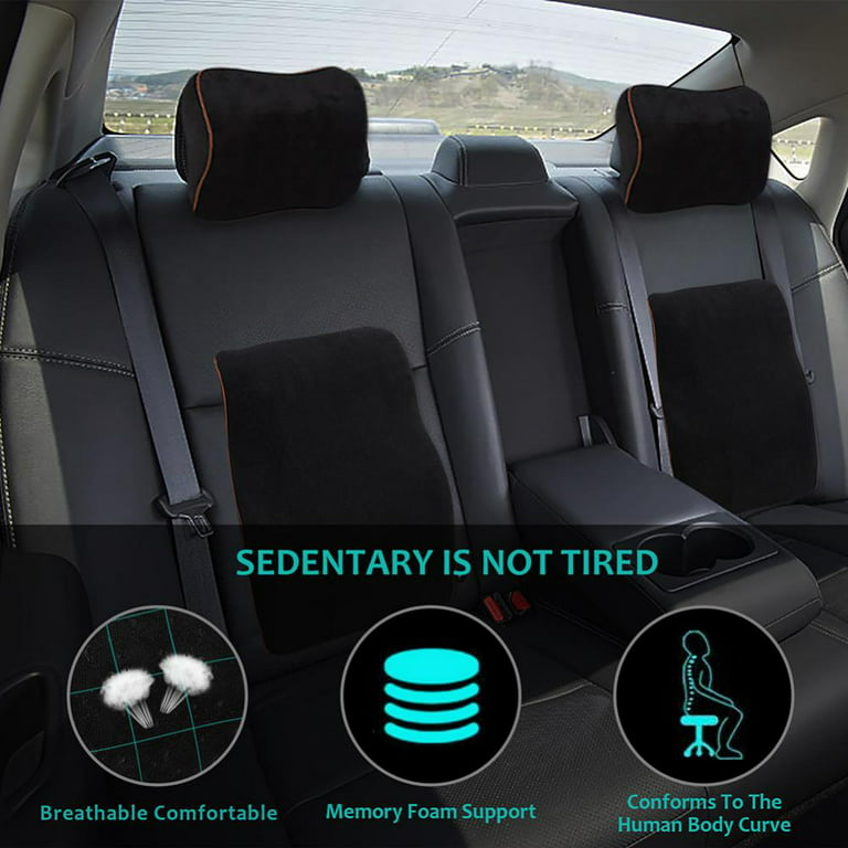 Ergonomic Car Seat Headrest & Lumbar Cushion Memory Foam Car Neck Pillow  Protective Lumbar Back Support Breathable Car Headrest