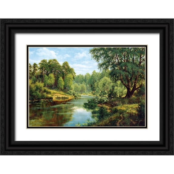Davutov, Ilfat 32x23 Black Ornate Wood Framed with Double Matting Museum Art Print Titled - Russian Landscapes I