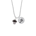 thumbnail image 2 of Delight Jewelry Silvertone Black Center Spinner Silvertone Script Initial Disc - M - Charm Necklace, 20"+3", 2 of 4