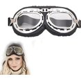 thumbnail image 1 of YSTIANN Retro Motorcycle Goggles - Vintage Aviator Style Windproof Glasses, Silver Frame Bent-Corner Design for Harley Riding, Cycling & Outdoor Protection AZ78-6457, 1 of 7