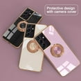 thumbnail image 6 of for Galaxy S22 Ultra Case with Ring, Built-in Rotation Finger Ring Kickstand Cover with Shiny Plating Rose Gold Edge Work with Magnetic Car Mount Slim Thin Bumper Case for Women Girls Purple, 6 of 14