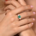 thumbnail image 4 of Gem Stone King 18K Rose Gold Plated Silver 3-Stone Ring Malachite Moissanite (3.50 Cttw), 4 of 6
