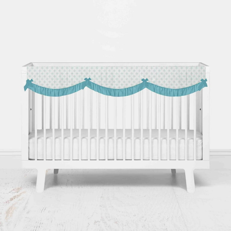 Bacati Floral Petals Aqua Muslin Long Crib Rail Guard Cover Walmart