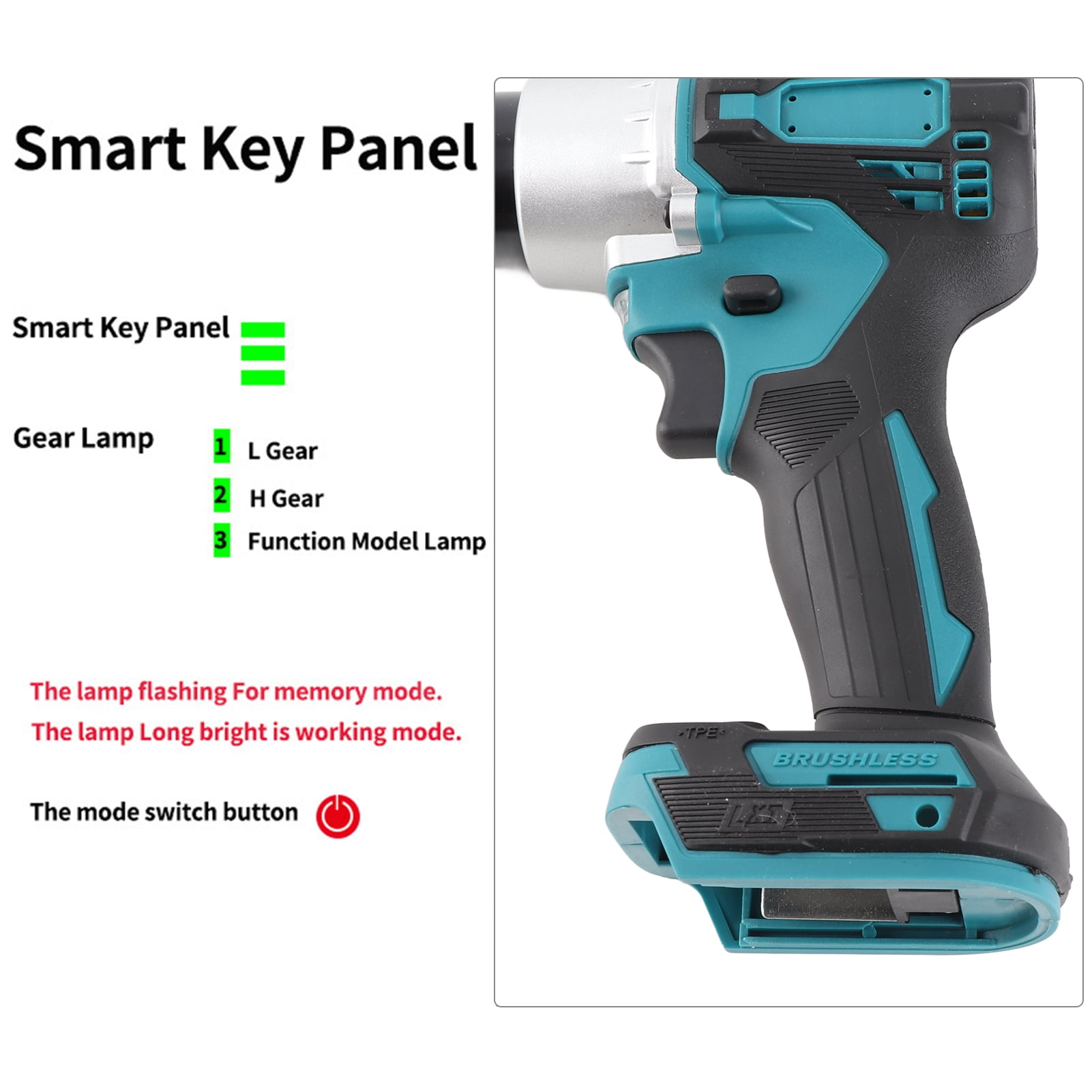 Elowen Powerful Rivet Nut Machine Tool Electric Riveter Anti Slip Handle Brushless Electric Rivet Nut Machine with LED Light