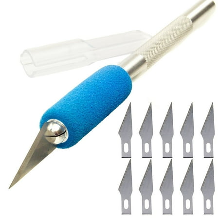 Grip Craft Knife - Premium USA-Made #1 Hobby Knife + 10 Blades + Comfort Grip Included With Safety Cap & Rust-Free Aluminum Handle! Great Craft Knives for Scrapbooking/Model Making & Gifts for Hobbyists!