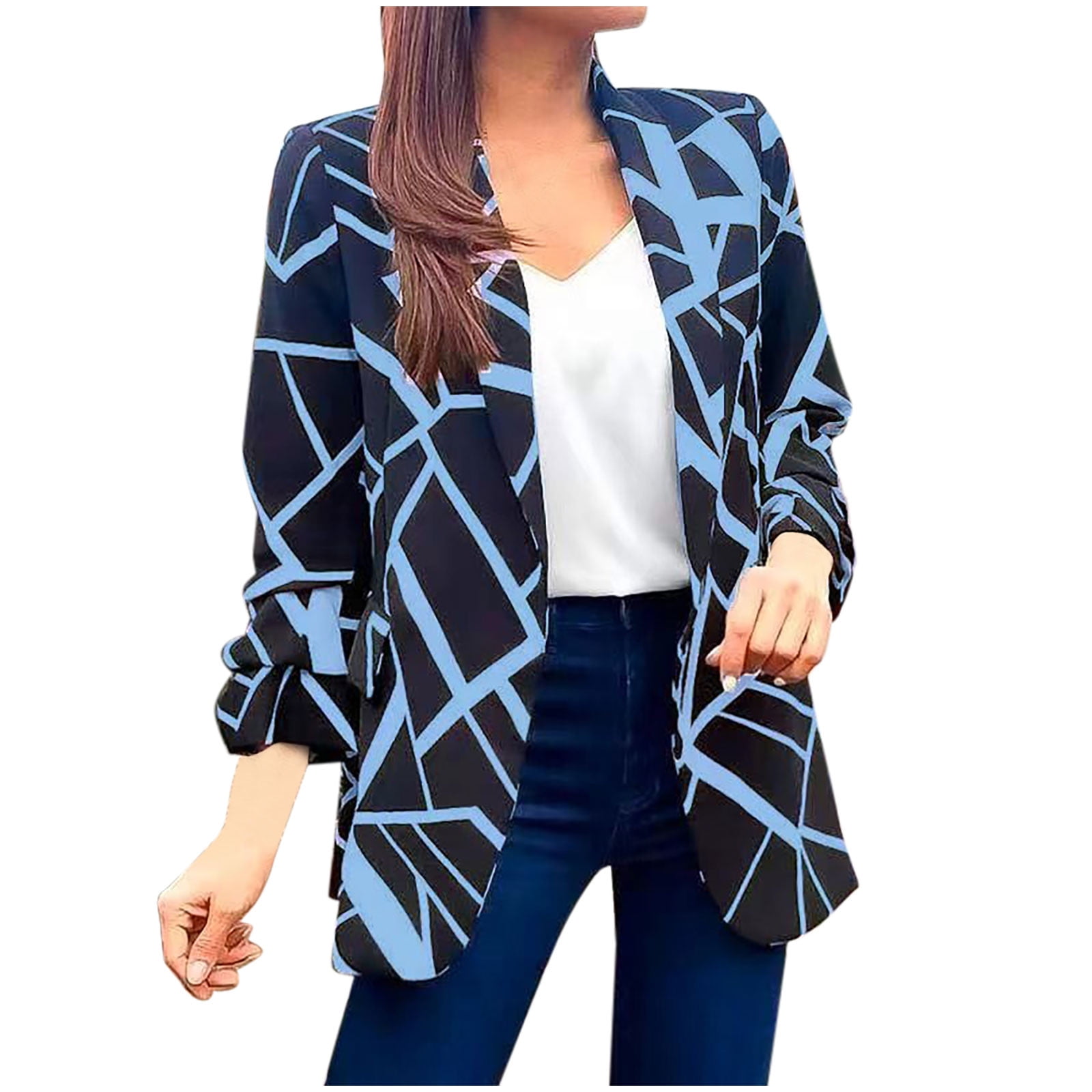 Olyvenn Womens Suit Jacket Tops Plus Size Loose Women Fashion Long