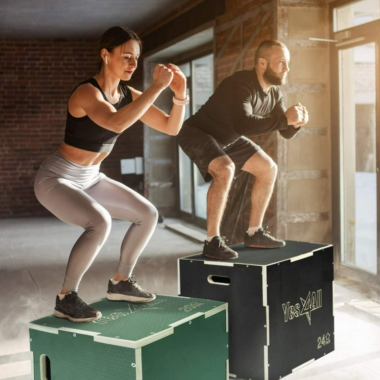 Yes4All 3-in-1 Wooden Plyo Box, Non Slip Surface with Hex Grip