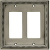 Brainerd 64769 Beaded Double Decorator Wall Plate / Switch Plate / Cover, Tumbled Antique Brass