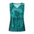 thumbnail image 4 of Raeneomay Off Shoulder Tops for Women Retro Ethnic Style Feather Printed Sleeveless Tank Tops, 4 of 5