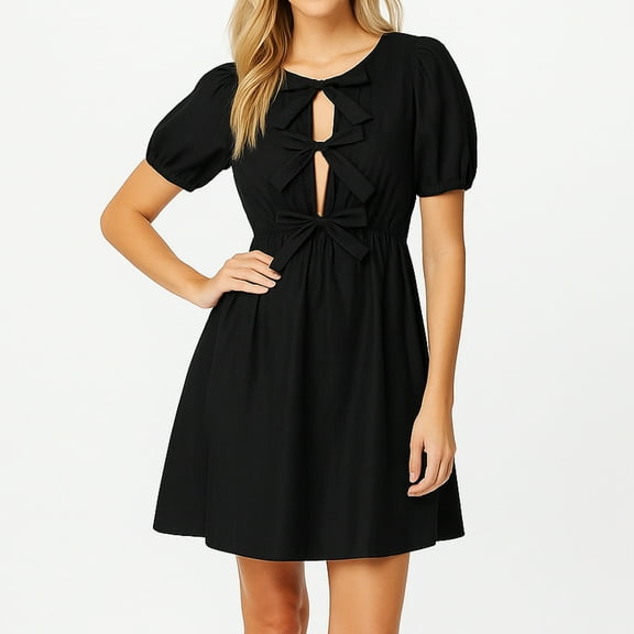 Sentmoon Maxi Dresses for Women 2026 Semi Formal Dresses for Women Crew Neck Short Sleeve Classy Bow Stretchy Womens Dresses Beach Essentials for Women for Going Out Summer