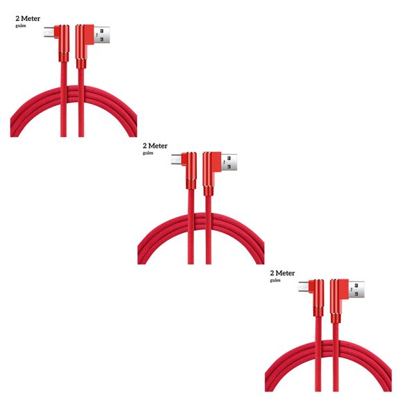 Sidaley Cable de carga rápida Reemplazo del cable de datos de doble codo para la interfaz micro USB del teléfono móvil Android, rojo, 2 m Type1 NO1