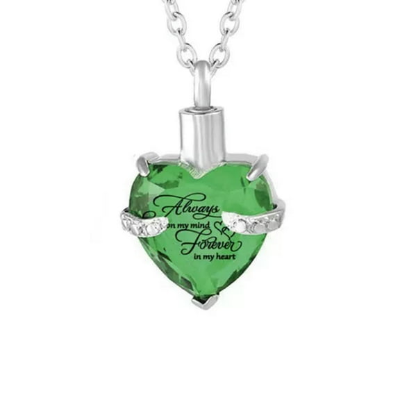 K-KED Cremation Ashes Urn Necklace Ashes Heart Pendent Delicate Jewelry For Memorial Locket-Green