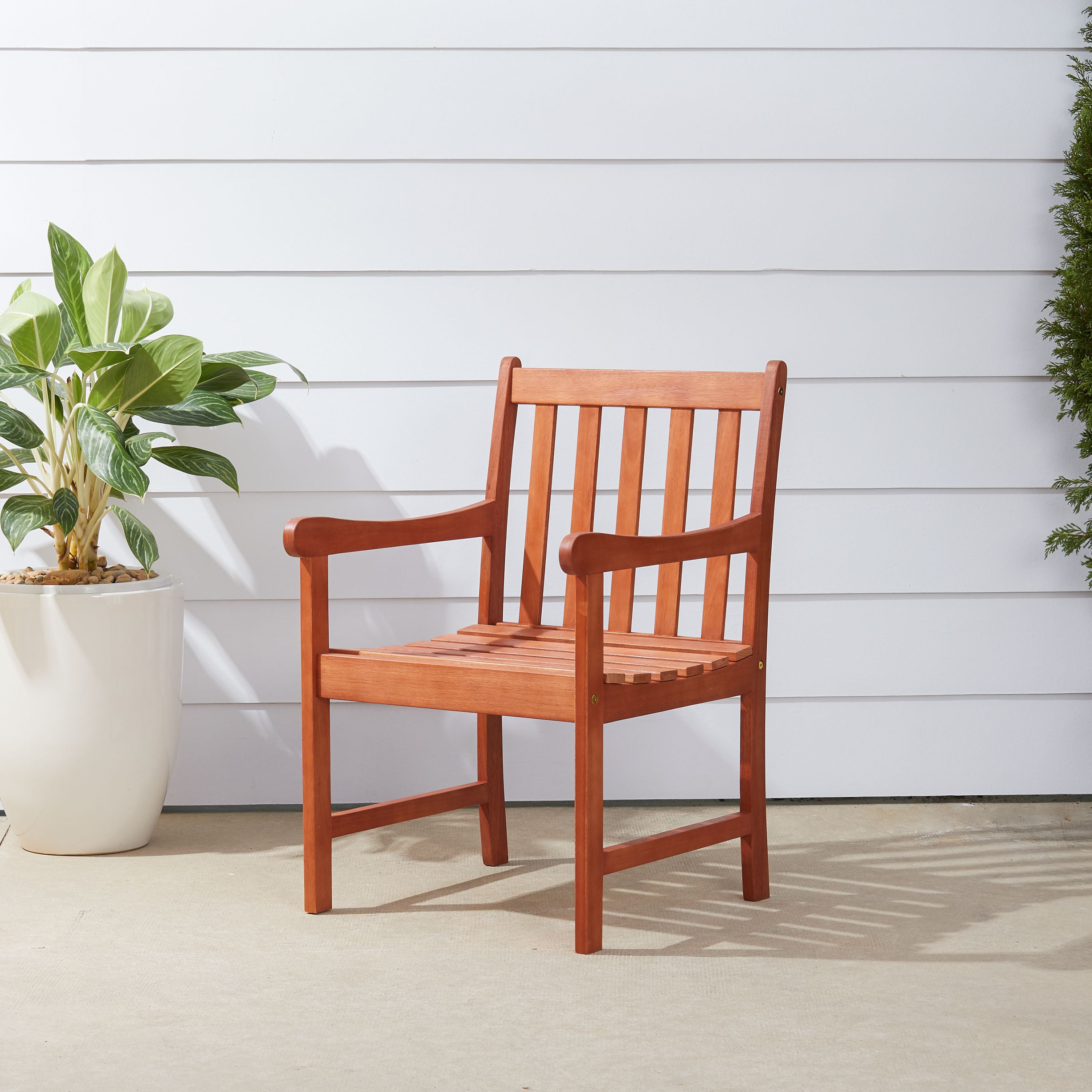 outdoor eucalyptus wood nobi arm chair - walmart - walmart