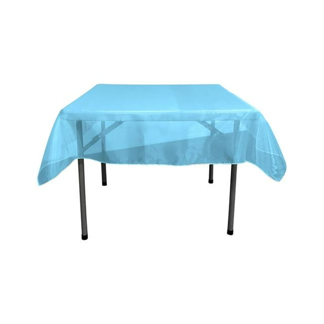 LA Linen TCOrgz52X52-TurquoiseO52 Nappe Carrée en Organza Transparent, Turquoise - 52 x 52 Po.