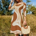 thumbnail image 4 of Abstract Earthy Tone Swirls Art Womens Summer Dress Tie Back A Line Flare Dress, 4 of 9