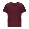 thumbnail image 4 of IYTR Scrub for Men's V-Neck Scrub Top with 1 Chest Pocket Short Sleeve Nurse Uniform Tshirts Casual Shirts Pockets (Wine,L), 4 of 7