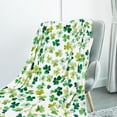 thumbnail image 4 of St. Patrick''s Day Fuzzy Blanket Watercolor Shamrock Throw Blanket Lucky Clover Irish Green Decorative Soft Cozy Flannel Blanket for Home Bed Sofa Couch Chair, 50 x 60 Inch, 4 of 6