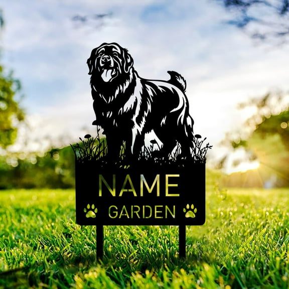 Custom Newfoundland Dog Metal Memorial Garden Stake Personalized Pet Grave Marker Name Sign Remembrance Stake Decor Sympathy Dog