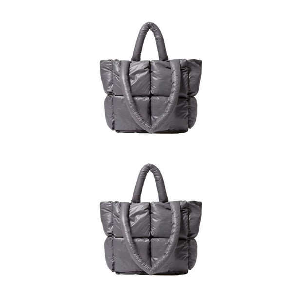 Bolso de mano acolchado Sonducket 2Conjunto de nailon Gris con correas de hombro cómodas