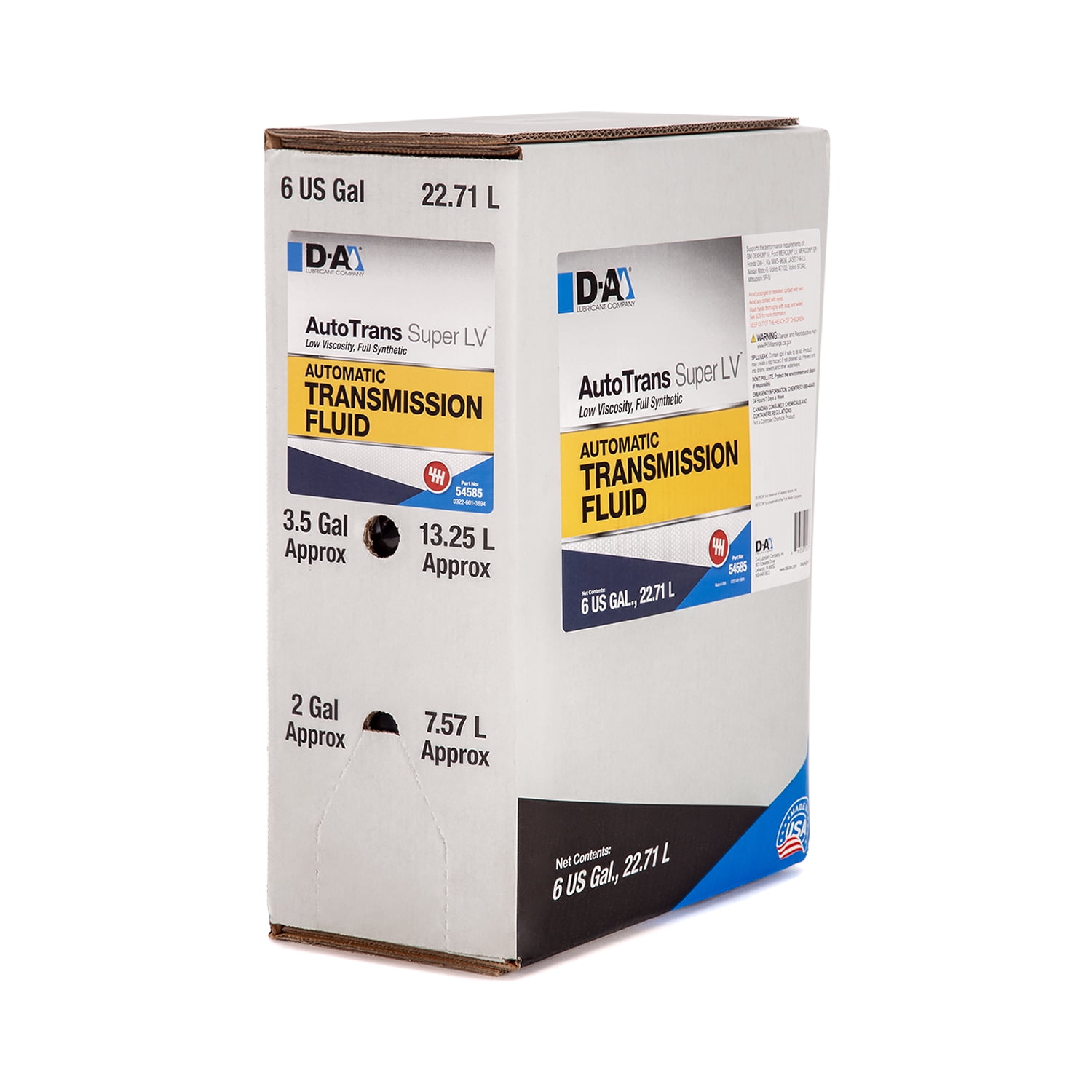 D-A LUBRICANT COMPANY 54585, Autotrans Super LV Full Synthetic Automatic Transmission Fluid (ATF), 6 Gallon