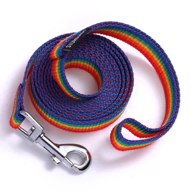 Siumouhoi 6 FT Cachorro/perro Leashes, Correa de Estilo Tradicional Fuerte con Gancho de Collar Fácil de Usar, Correa para Perro Ideal para Perro Pequeño y Mediano y Grande (1 in x 6 FT, Arcoíris)