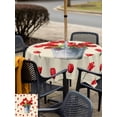 thumbnail image 5 of Outdoor Tablecloth with Umbrella Hole for Patio/Picnic/Party/Camping, Red Tulip Flowers Waterproof Table Cloth Square Cover Washable, Spring Floral Vintage Drum Country Yellow (60"x 60"), 5 of 8