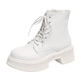thumbnail image 3 of Boots for Women Round Toe Low Heel Thick Sole Lace-up Ankle Boots Women's Casual Comfortable Boots Winter Outdoor Dressy Booties Shoes, 3 of 10