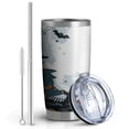 thumbnail image 2 of 20oz Halloween Stainless Steel Car Tumbler - Spooky Ghost Pumpkin Double-Wall Vacuum Insulated Travel Mug with Straw, Spill-Proof Lid, 2 of 7