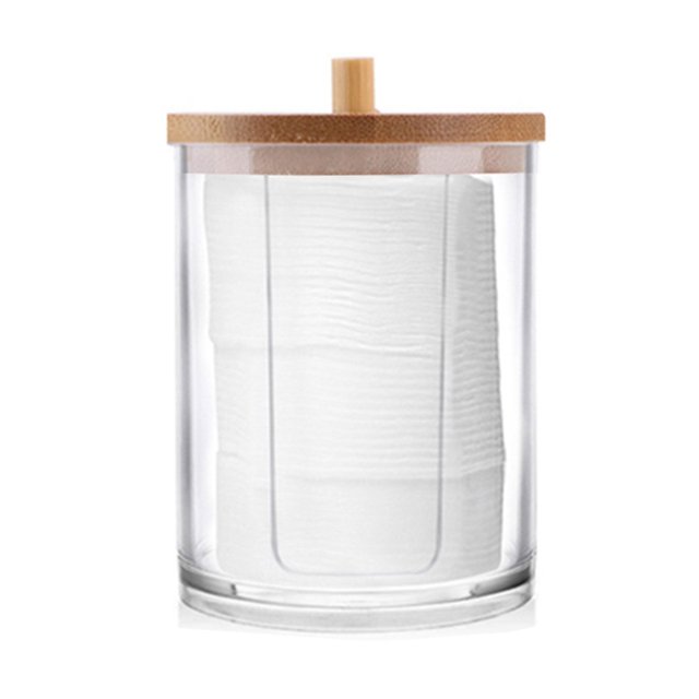 Cotton Swab Storage Box Round Clear Container for Cotton Pads Makeup Sponges