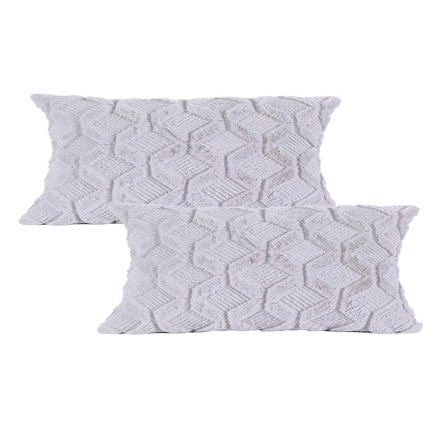 Funda de almohada decorativa con cremallera oculta para cama, sala de estar, regalo Gris claro 30x50cm