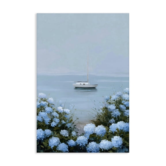 Stupell Industries Rustic Lodge Yacht in Floral Bay Canvas Art, 16 x 24, by Petals Prints Design