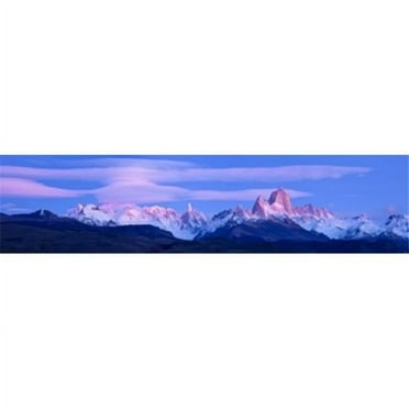 Panoramic Images  Lenticular clouds and pre-dawn light over mountains Mt Fitzroy Cerro Torre Argentine Glaciers National Park Argentina Poster Print by Panoramic Images - 36 x 12