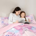 thumbnail image 5 of Homewish Ribbon Initial E Letter Twin Bedding Sets 7-Piece, Pink Flower Butterfly Bedding Comforter Set, Fairy Tale Princess Reversible Sheet Sets, Ultra Soft Bedroom Decor, 5 of 8
